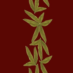 Watercolour Leaves on Burgundy - Medium