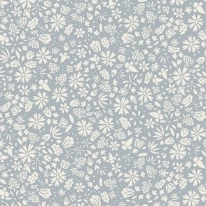 folk floral - creamy white_ french grey - ditsy flowers