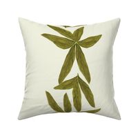 Warm Neutral Leaves Stripes on Ivory - Large