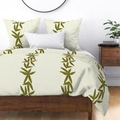 Warm Neutral Leaves Stripes on Ivory - Large