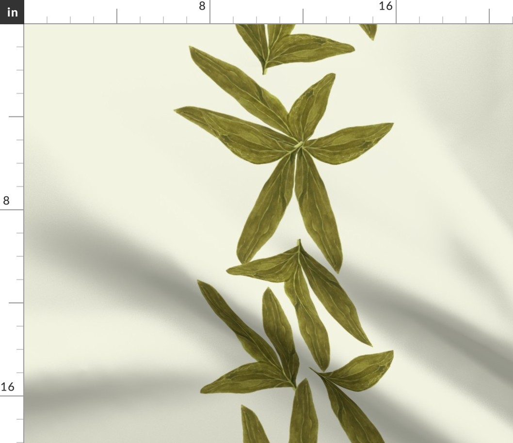 Warm Neutral Leaves Stripes on Ivory - Large