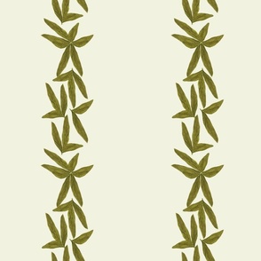 Warm Neutral Leaves Stripes on Ivory - Small