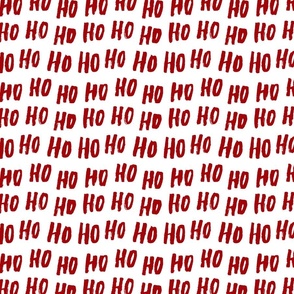 Red Christmas Ho Ho Ho Text Pattern, Medium Scale