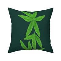 Watercolour Leaves on Emerald Green - Large