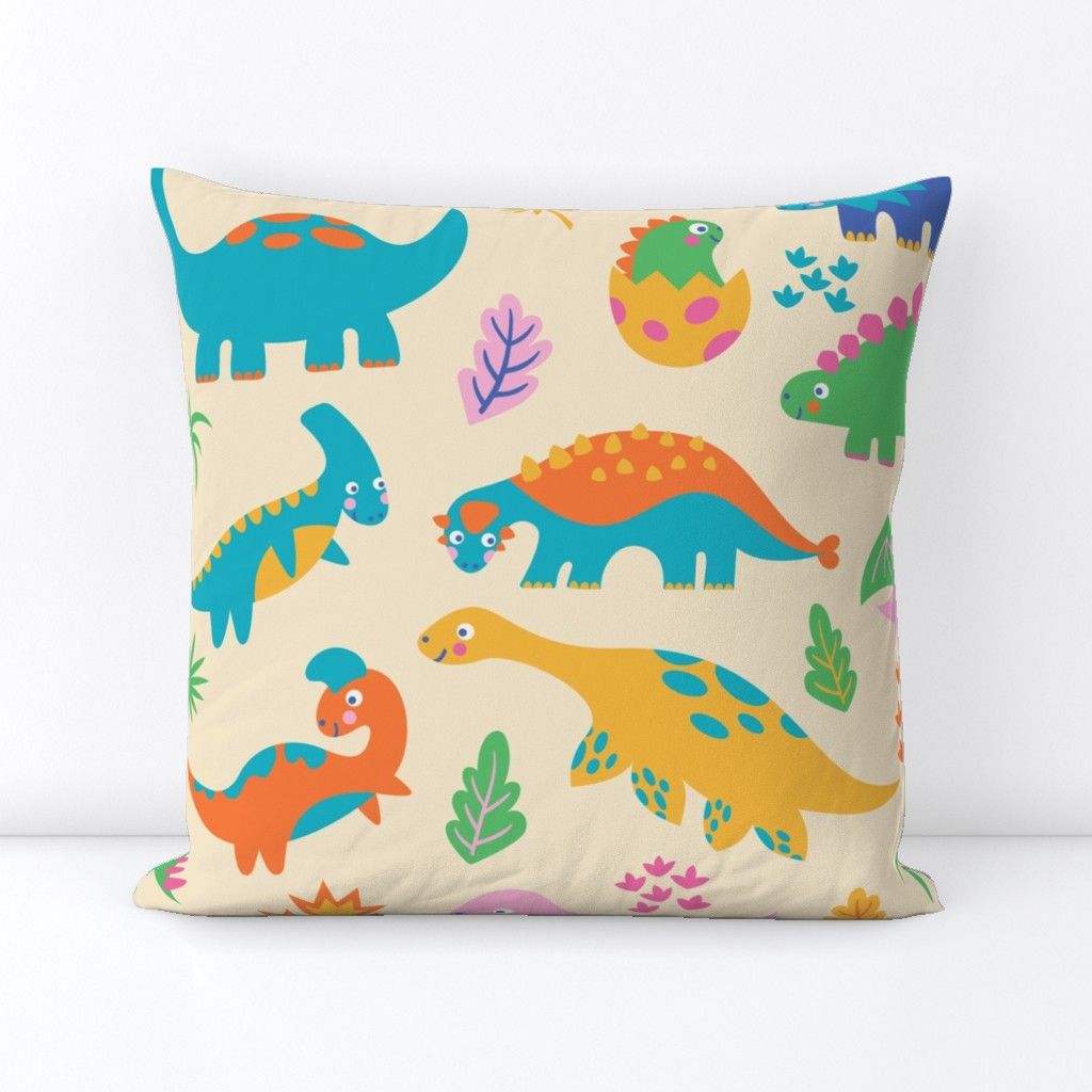 Cute Dinosaurs - Bright Retro Colors - JUMBO