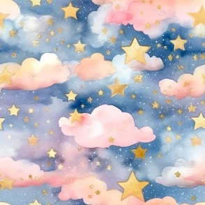 Watercolour Starry Night 