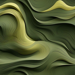 Muted Green Wavy Lines 