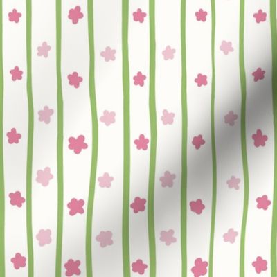 Stripes and flowers in pink and green 