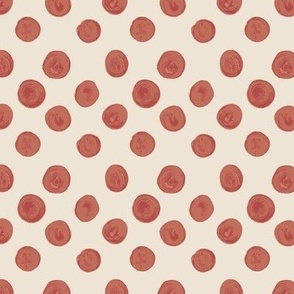 Painterly Polka Dots - Orange On Cream