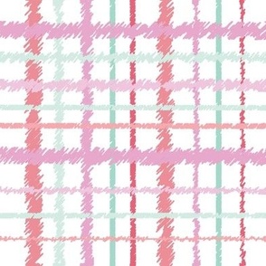 Ikat Plaid, Geometric in Pink, Red, and Mint Green
