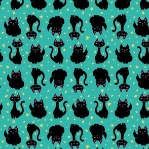Teal Kitty Whimsy