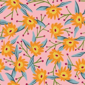 Pink and yellow floral