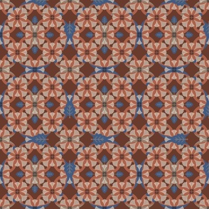 Autumn Floral Motif in rust, ivories and blue (small)