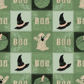 Halloween Embroidery Boo - Green