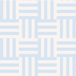 Smaller scale woven checker board in light blue and cream
