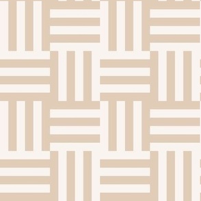 Smaller scale woven checker board in natural taupe and cream