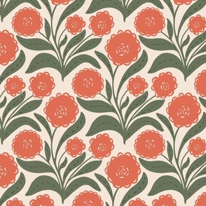 Spring into Bloom Florals - Cream/Salmon - Large