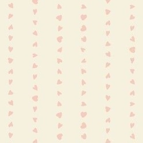 Small Love Heart Vertical Stripes in Dusky Pink on Creamy White Duotone Cute Kids Valentine and Halloween Simple Blender 