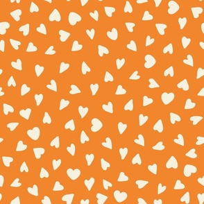 XL Orange & Creamy White Duotone Scattered Love Hearts Fall Coordinate for Halloween 