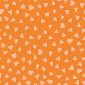 XL Orange Monotone Scatter Hearts Coordinate to match Spooky Halloween Monsters, Ghouls and Bats