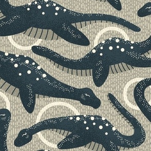 Nessie (Loch Ness Monster) (Navy on Grey/Gray)