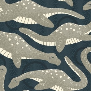 Nessie (Loch Ness Monster) (Grey/Gray on Navy)