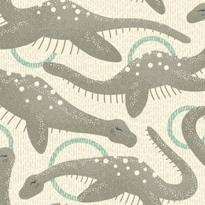 Nessie (Loch Ness Monster) (Grey/Gray on Cream)