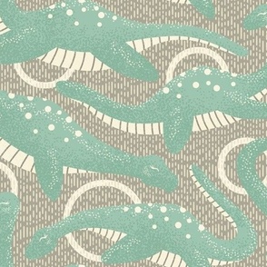 Nessie (Loch Ness Monster) (Soft Seafoam on Gray)