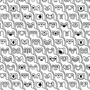 HountedTooth- Monster Mash Houndstooth- Cute Halloween Monsters- Novelty Coloring Aliens- Intergalactic Creatures- Kids- Children- Black and White- sMini