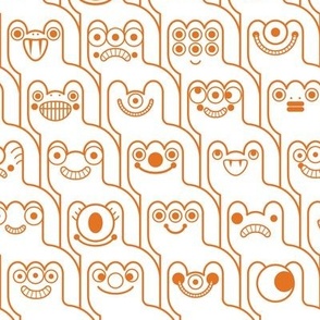 HountedTooth- Monster Mash Houndstooth- Cute Halloween Monsters- Novelty Coloring Aliens- Intergalactic Creatures- Kids- Children- Orange and White- Small