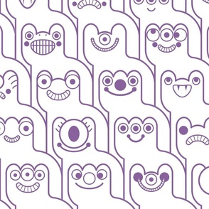 HountedTooth- Monster Mash Houndstooth- Cute Halloween Monsters- Novelty Coloring Aliens- Intergalactic Creatures- Kids- Children- Orchid Purple and White- Extra Large
