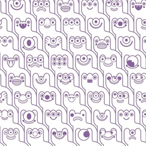 HountedTooth- Monster Mash Houndstooth- Cute Halloween Monsters- Novelty Coloring Aliens- Intergalactic Creatures- Kids- Children- Orchid Purple and White- Medium