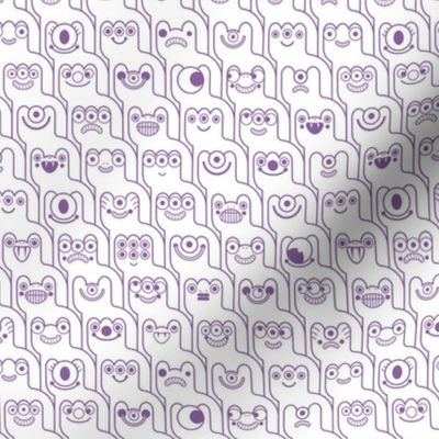 HountedTooth- Monster Mash Houndstooth- Cute Halloween Monsters- Novelty Coloring Aliens- Intergalactic Creatures- Kids- Children- Orchid Purple and White- sMini