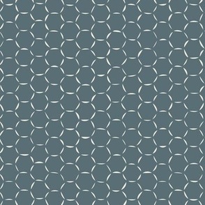 hexagons - creamy white _ marble blue teal - hand drawn honeycomb geometric