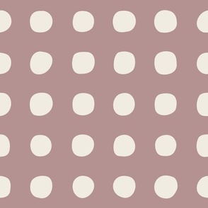 big dots - creamy white _ dusty rose pink - hand drawn polka dot