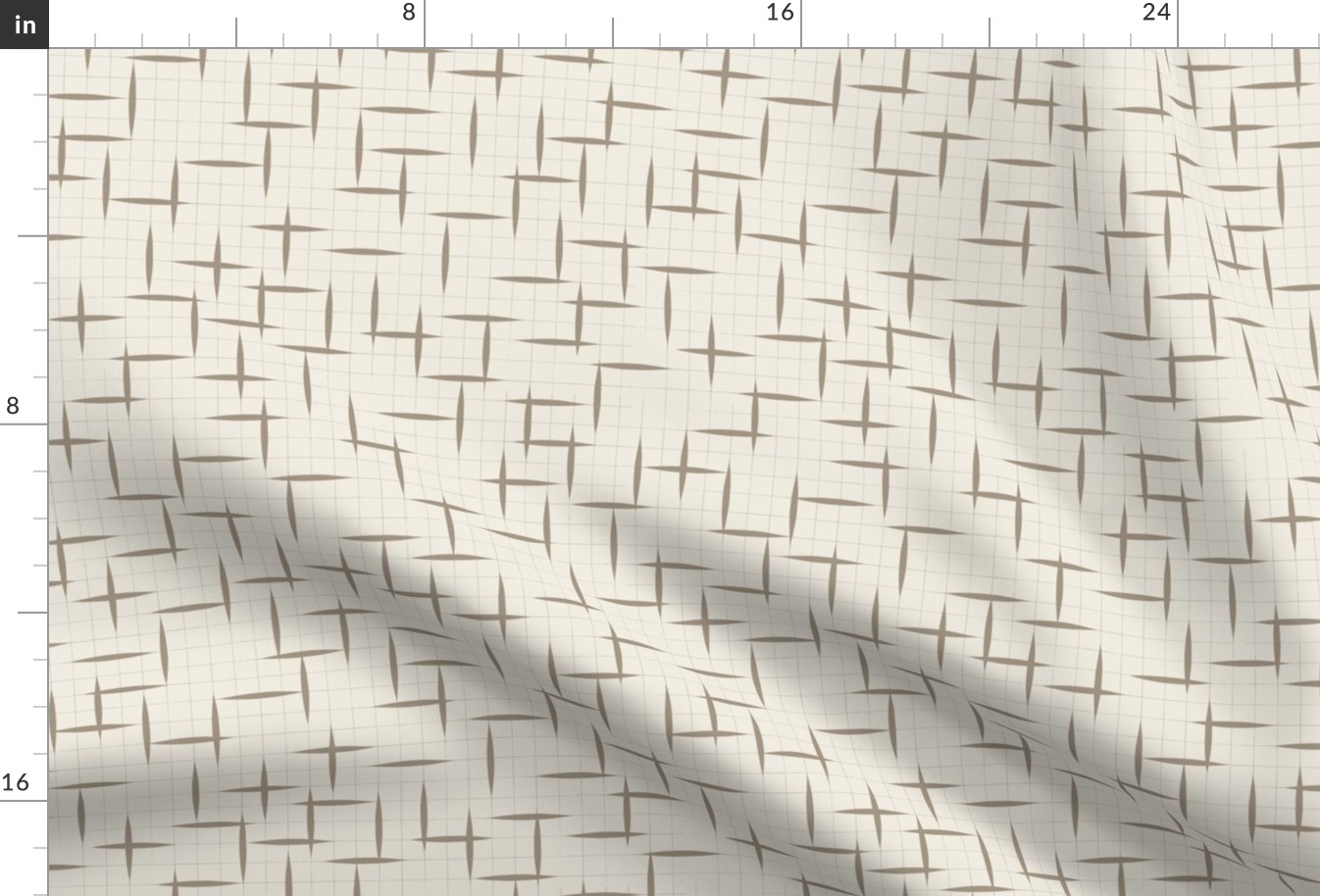 contemporary grid - creamy white _ khaki brown - geometric