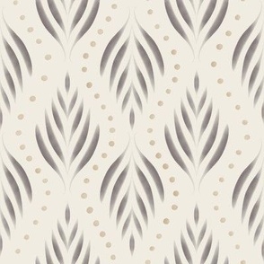 Dots and Fronds _ creamy white_ lion gold_ purple brown _ vintage traditional