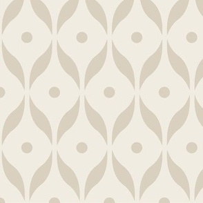 dots and leaves - bone beige _ creamy white - simple retro geometric