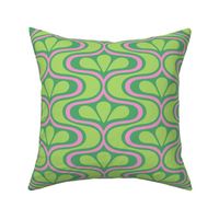 Groovy Green and Pink Mid-Mod Design | Medium scale - 10" repeat