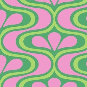 Groovy Pink and Green Mid-Mod Design | Medium scale - 10" repeat