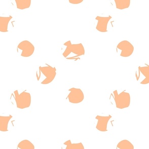 L Partly Rose - Orange Polka Dots – Soft Orange Dots (Orange Pastel) on White arrange in Grid (Rhombus Mesh Square Lozenge Crisscross Lattice Jester Argyle Check Diamond Chain Link) - Mid Century Modern inspired (MOD) - Modern Vintage