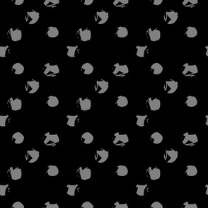 M Partly Rose - White Polka Dots - Black and White – White Dots (Light Grey) on Deep Black arrange in Grid (Rhombus Mesh Square Lozenge Crisscross Lattice Jester Argyle Check Diamond Chain Link) - Mid Century Modern inspired (MOD) - Modern Vintage