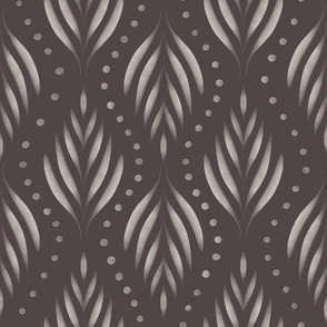 Dots and Fronds _ creamy white_ purple brown _ traditional