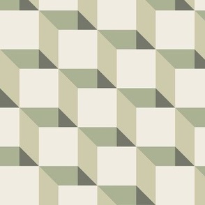 folds - creamy white _ light sage green _ limed ash _ thistle green - optical geometric