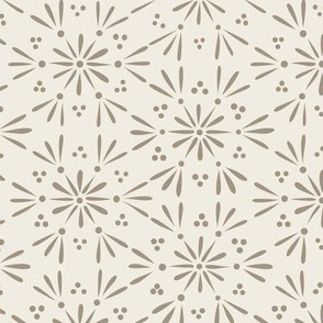 geo floral 02 - creamy white _ khaki brown - simple sweet geometrci