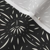 geometric floral - creamy white _ raisin black - hand drawn geo flowers