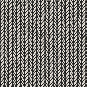 herringbone - creamy white _ raisin black - black and white cozy knit stripe