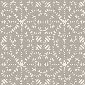 intertwined - cloudy silver taupe _ creamy white - hand drawn geometric tile