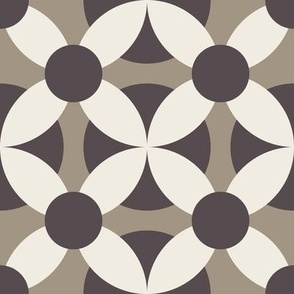 retro circles - creamy white _ khaki brown _ purle brown - simple geometric tile
