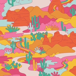 Large Scale Desert Vibes ~ day | Colorful Arizona Landscape | 24" repeat